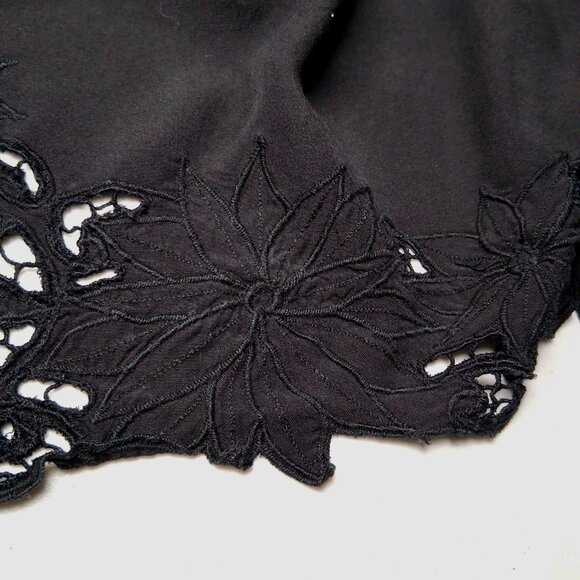 Vintage Jane Ashley Skirt Large Black Rayon Embroidered Floral Hem Whimsigoth - Picture 10 of 13